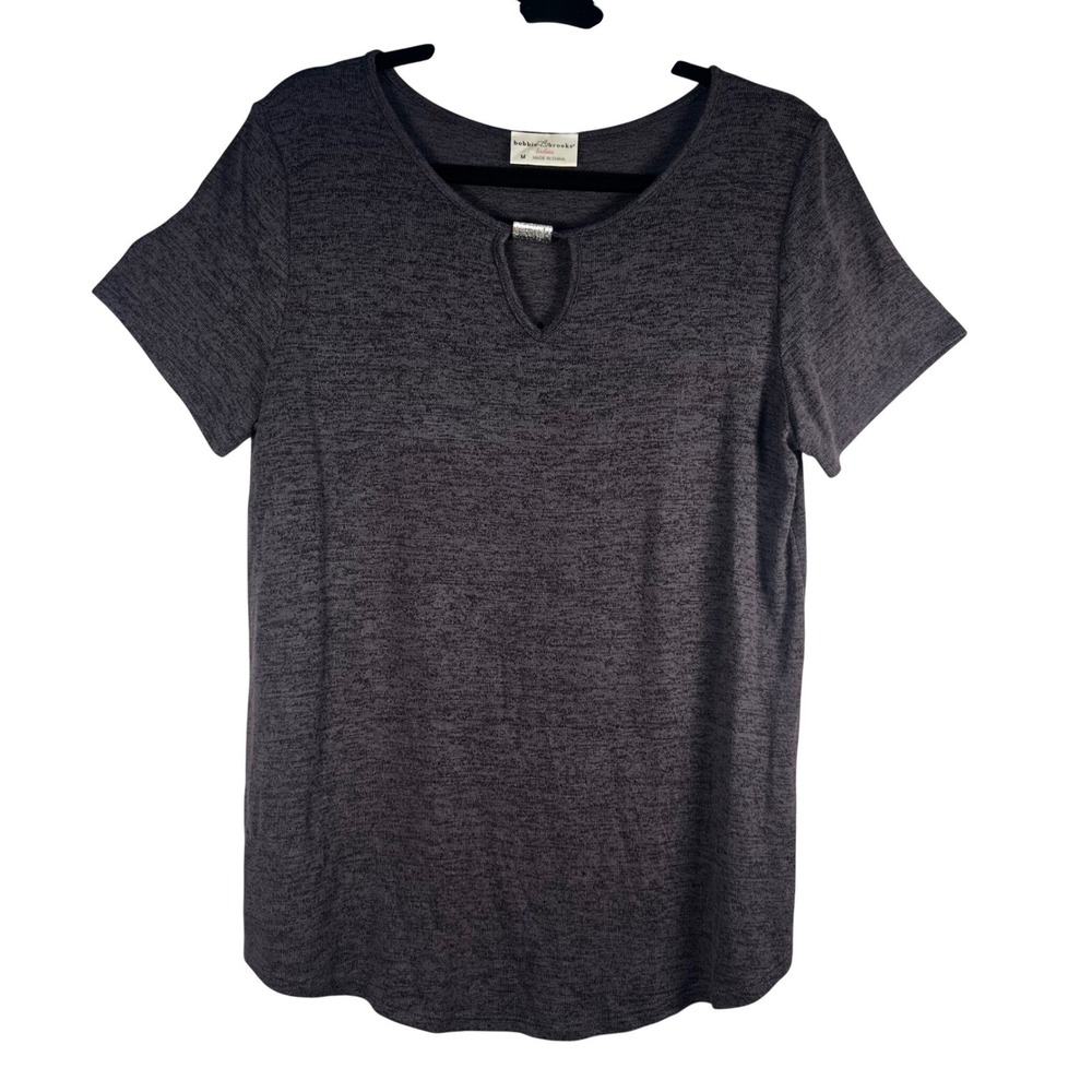 Bobbie Brooks Top Ladies Gray Short Sleeve Pullover Blouse Sizes M